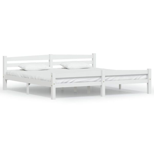 vidaXL Estrutura de cama 200x200 cm pinho maci&ccedil;o branco