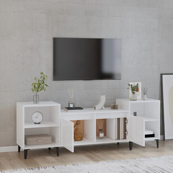 vidaXL M&oacute;vel de TV 160x35x55 cm derivados de madeira branco brilhante