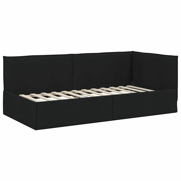 vidaXL Estrutura de Cama de Canto Preto 90 x 190 cm tecido