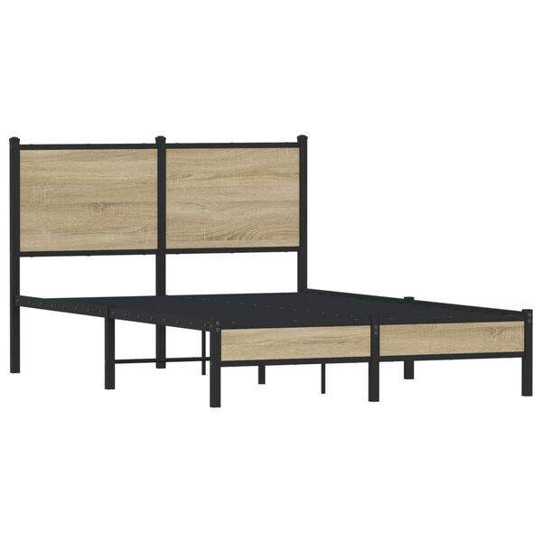 vidaXL Estrutura de cama sem colch&atilde;o 120x200 cm metal carvalho sonoma
