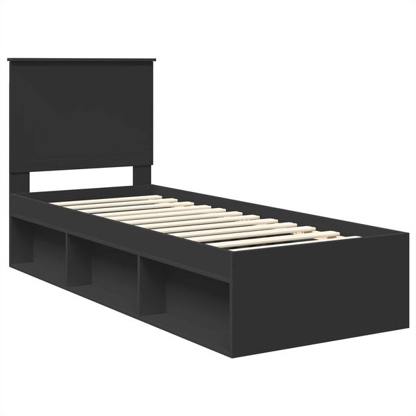 vidaXL Estrutura da Cama Preto 75 x 190 cm Madeira de Pinheiro S&oacute;lida
