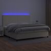 vidaXL Cama box spring c/ colch&atilde;o/LED 200x200cm couro artificial creme