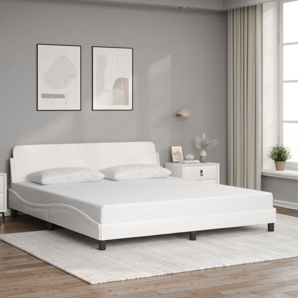 vidaXL Estrutura de cama Dover 180x200 cm couro artificial branco