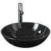 vidaXL Lavat&oacute;rio torneira v&aacute;lvula click-clack vidro temperado preto