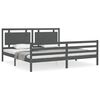vidaXL Estrutura de cama com cabeceira 200x200 cm madeira maci&ccedil;a cinza