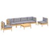 vidaXL 7 pcs conjunto lounge de jardim + almofad&otilde;es cinza pinho maci&ccedil;o
