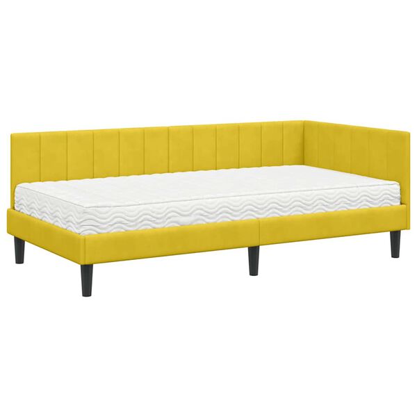 vidaXL Estrutura de Cama de Canto com Colch&atilde;o 2 pcs Amarelo Veludo