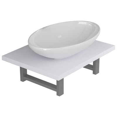 vidaXL Conjunto de móveis de casa banho 2 peças cerâmica branco