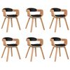 vidaXL Cadeira de jantar 6 pcs madeira curvada/couro artificial preto