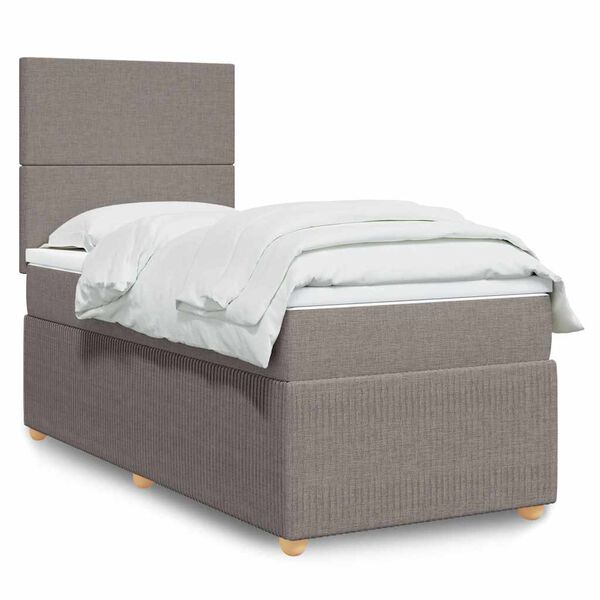 vidaXL Cama com molas/colch&atilde;o 100x200 cm tecido cinza-acastanhado