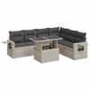 vidaXL 7 pcs conj. sof&aacute;s jardim com almofad&otilde;es vime PE cinzento-claro