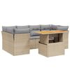 vidaXL 7 pcs conjunto de sof&aacute;s p/ jardim com almofad&otilde;es vime PE bege