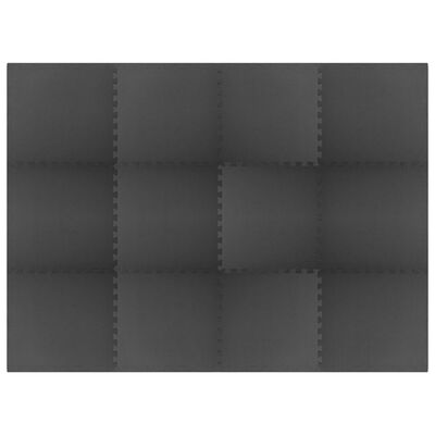 vidaXL Tapetes de chão 12 pcs 4,32 ㎡ espuma de EVA preto
