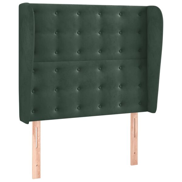 vidaXL Cabeceira de cama c/ abas veludo 83x23x118/128 cm verde-escuro