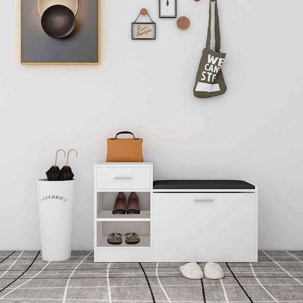 vidaXL Banco sapateira 94,5x31x57 cm derivados de madeira branco