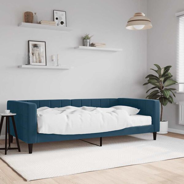 vidaXL Sof&aacute;-cama com colch&atilde;o 100x200 cm veludo azul