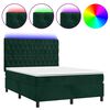 vidaXL Cama box spring c/ colch&atilde;o/LED 140x200 cm veludo verde-escuro