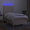 vidaXL Cama box spring c/ colch&atilde;o e LED 90x200 cm tecido cor creme
