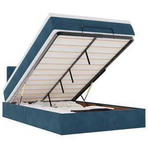 vidaXL Cama otomana com colch&atilde;o & LEDs 120x190cm veludo azul-escuro