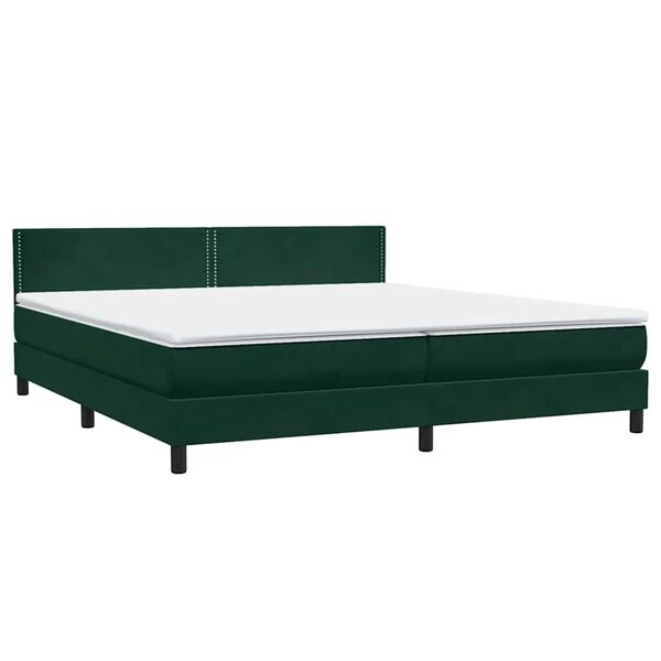 vidaXL Cama com molas colch&atilde;o 200x210 cm veludo verde-escuro