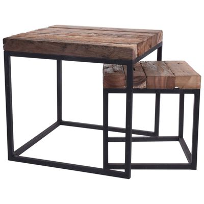 H&S Collection Conjunto de mesas de apoio 2 pcs madeira de teca