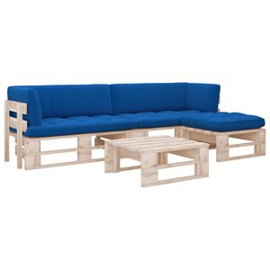 vidaXL 4 pcs conj. lounge paletes c/ almofad&otilde;es pinho impregnado