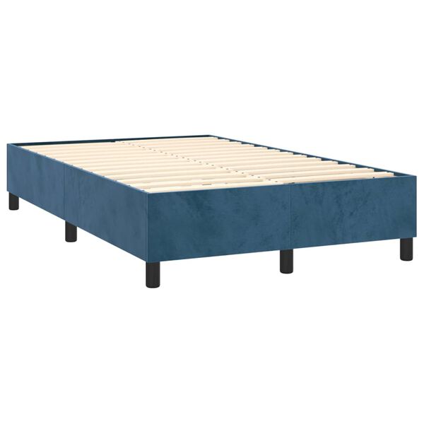 vidaXL Cama boxspring com colch&atilde;o 120x200 cm veludo azul-escuro