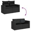vidaXL 7 pcs conjunto de sof&aacute;s p/ jardim c/ almofad&otilde;es vime PE preto