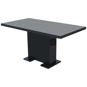 vidaXL Mesa de jantar extens&iacute;vel preto brilhante