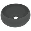 vidaXL Lavat&oacute;rio luxuoso redondo 40x15cm cer&acirc;mica cinzento-escuro mate