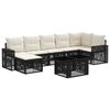 vidaXL Conjunto de Sof&aacute; de Jardim 8 unid. Preto e Branco Creme vime PE