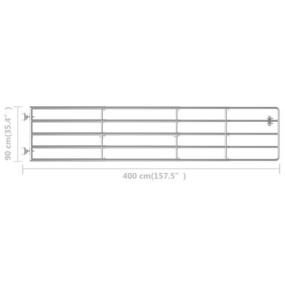 vidaXL Portão para campo 5 barras aço (150-400)x90 cm prateado
