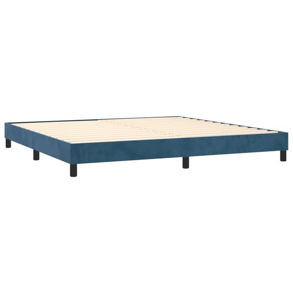 vidaXL Cama com molas/colch&atilde;o 200x200 cm veludo azul-escuro