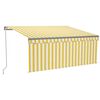 vidaXL Toldo retr&aacute;til manual com estore/LED 3x2,5 m amarelo e branco