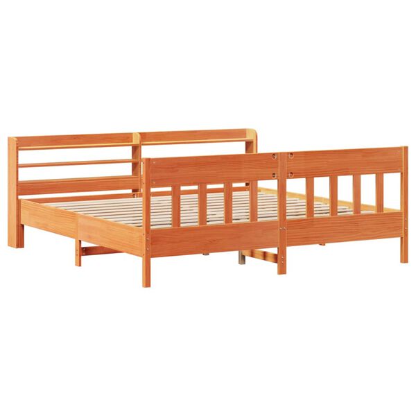 vidaXL Cama sem colch&atilde;o 200x200 cm pinho maci&ccedil;o castanho-mel
