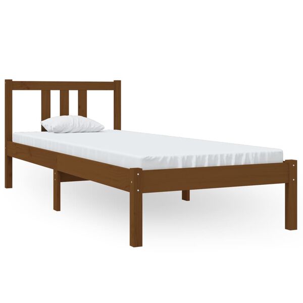 vidaXL Estrutura cama pequena solteiro 75x190 cm madeira castanho mel