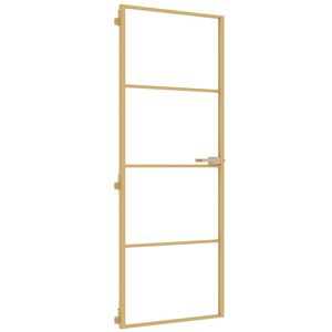 vidaXL Porta interior 76x201,5 cm vidro temperado e alum&iacute;nio dourado