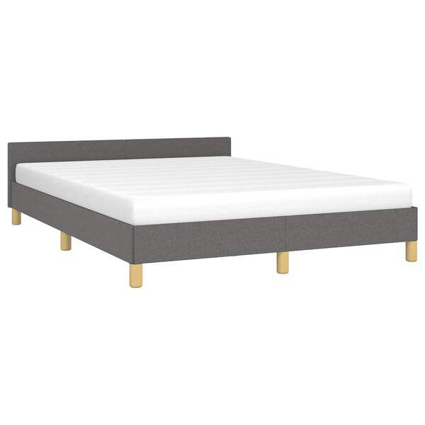 vidaXL Estrutura de cama sem colch&atilde;o 140x190 cm tecido cinzento-escuro
