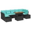 vidaXL Conjunto de Sof&aacute; de Jardim 8 unid. Preto Rattan Sint&eacute;tico