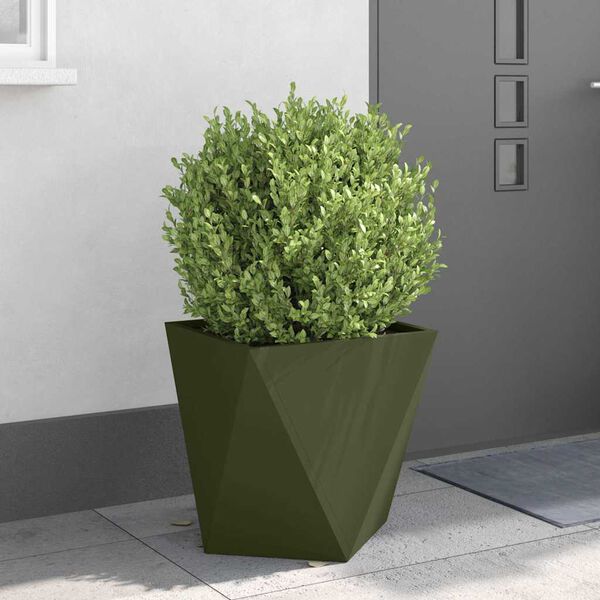 vidaXL Floreira 2 pcs Verde Oliva 50 x 50 x 50 cm A&ccedil;o