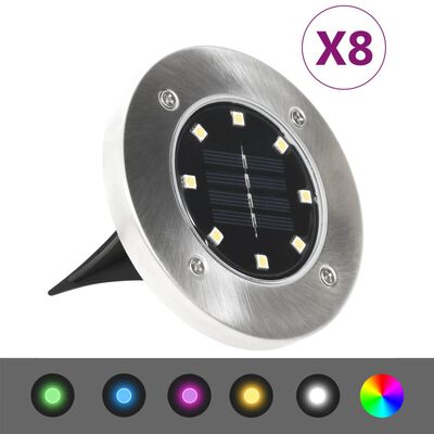 vidaXL Iluminação LED solar de solo 8 pcs cor RGB