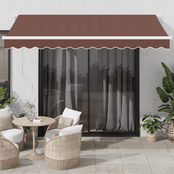 vidaXL Toldo retrátil manual 350x250 cm castanho
