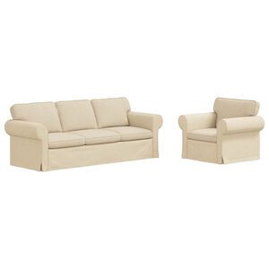 vidaXL Conjunto de Sof&aacute;s 2 pcs Creme 215 x 82 x 80 cm tecido
