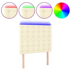 vidaXL Cabeceira de cama c/ LED 90x5x118/128cm couro artificial cr&egrave;me
