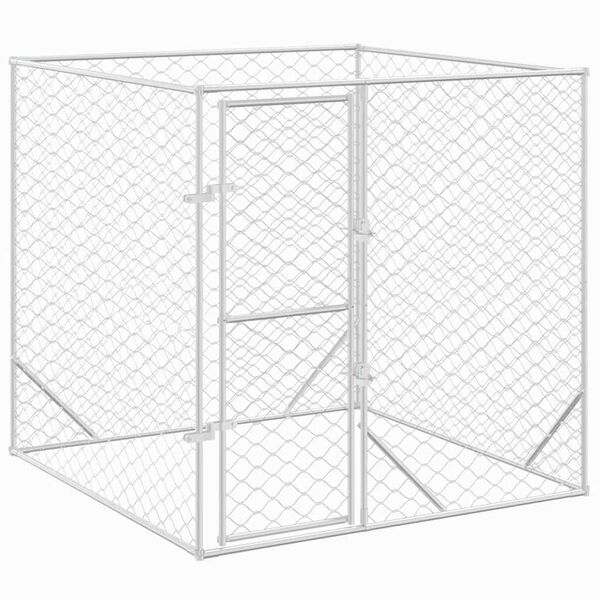vidaXL Canil de exterior 2x2x2 m aço galvanizado prateado