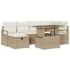 vidaXL Conjunto de Sof&aacute; de Jardim 7 unid. Bege vime PE