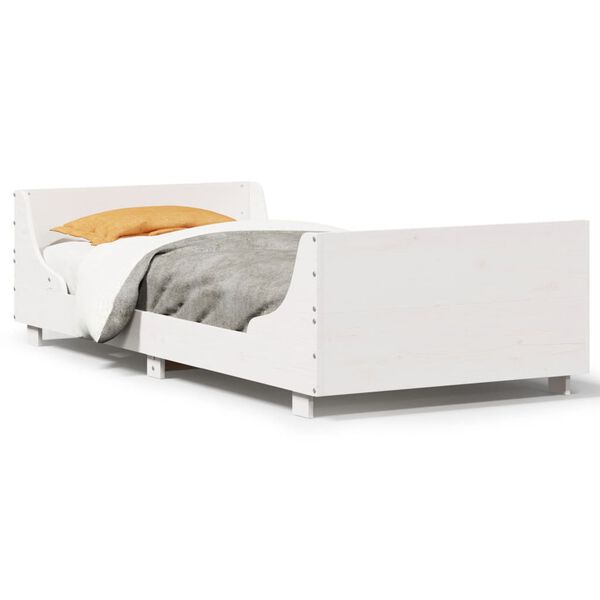 vidaXL Cama sem colchão 75x190 cm madeira de pinho maciça branco