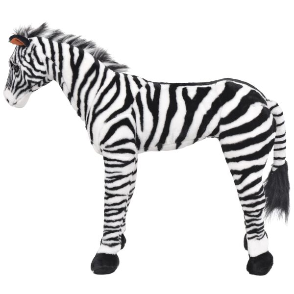 vidaXL Brinquedo de montar zebra peluche preto e branco XXL