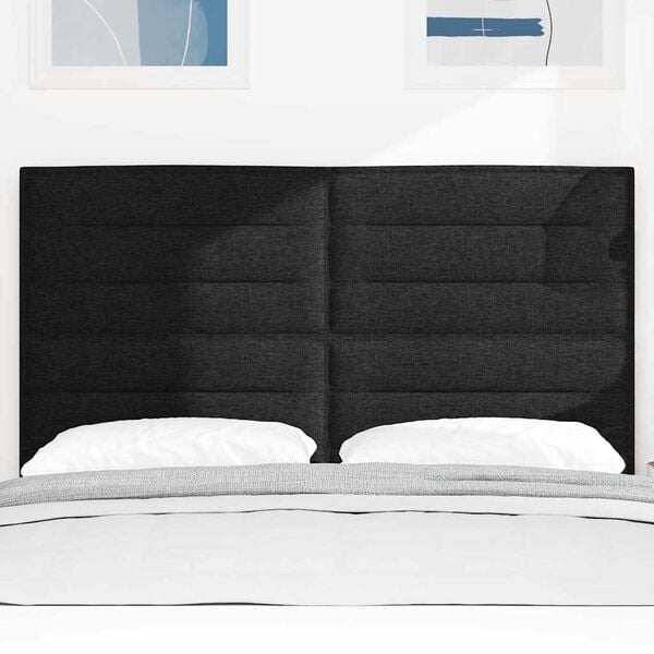 vidaXL Cabeceira LED com luzes de tira LED Preto 160 cm Poli&eacute;ster