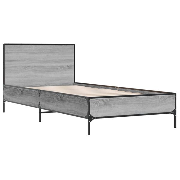 vidaXL Estrutura cama 100x200 cm derivados madeira/metal cinza sonoma
